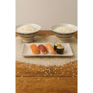 Set of Two (2) Seika China Rice Bowls Black Gold Mod Pictures Heiroglyphics